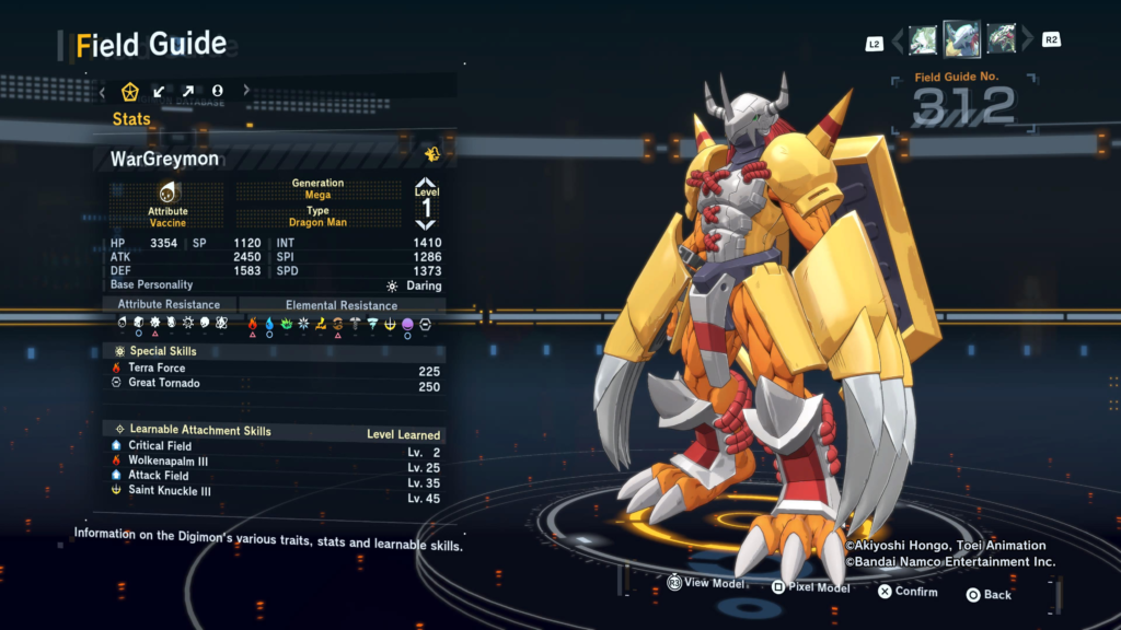 Digimon Story Time Stranger WarGreymon Field Guide