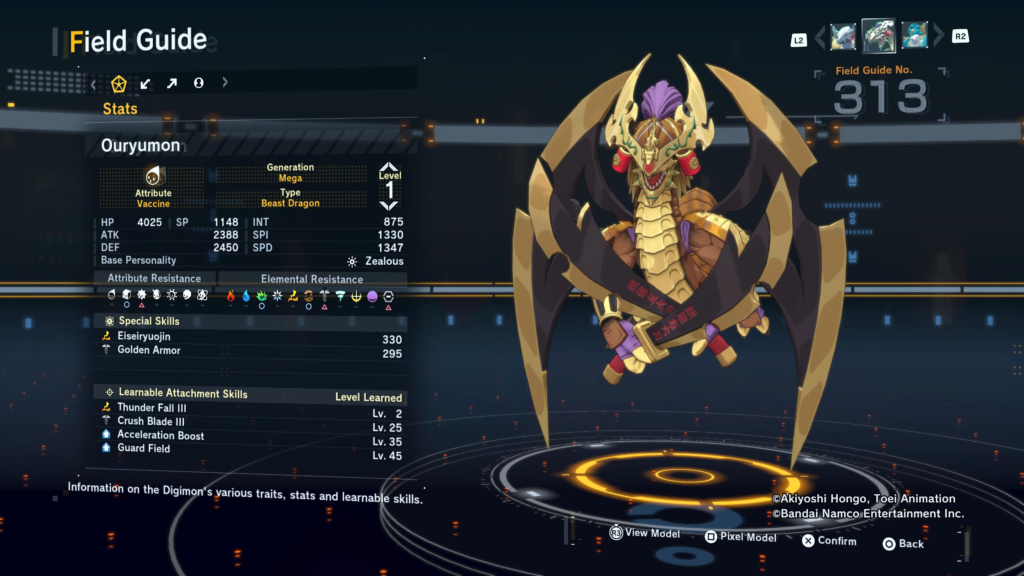 Digimon Story Time Stranger Ouryumon Field Guide