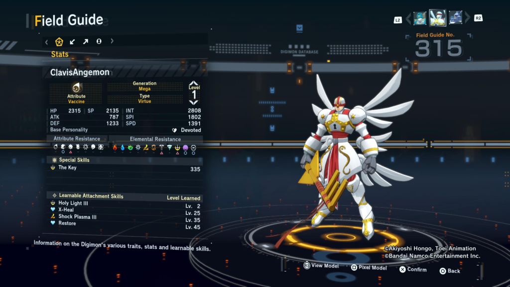 Digimon Story Time Stranger ClavisAngemon Field Guide