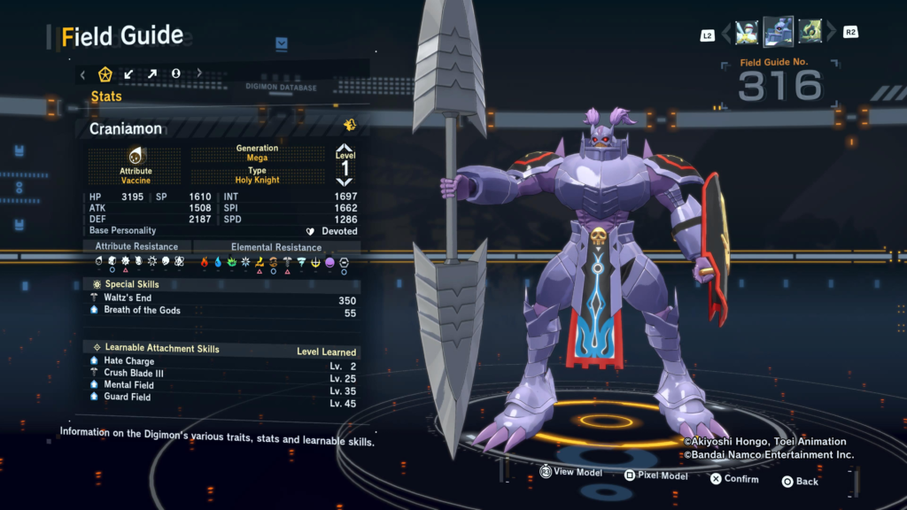 Digimon Story Time Stranger Craniamon Field Guide