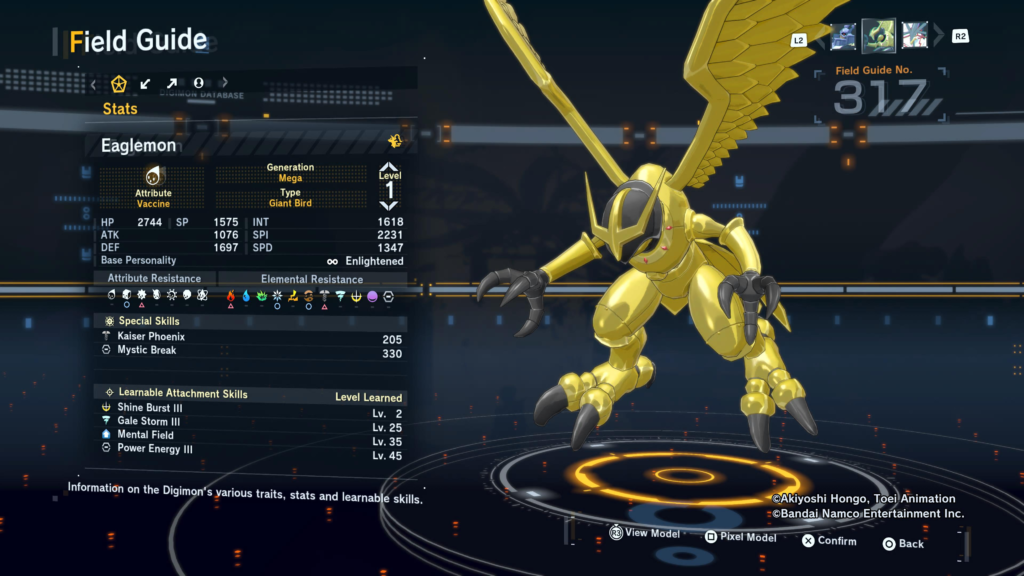 Digimon Story Time Stranger Eaglemon Field Guide