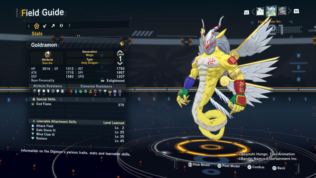 Digimon Story Time Stranger Goldramon Field Guide