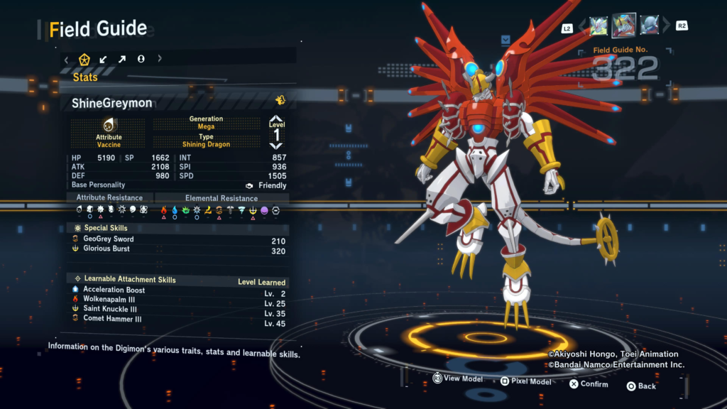 Digimon Story Time Stranger ShineGreymon Field Guide