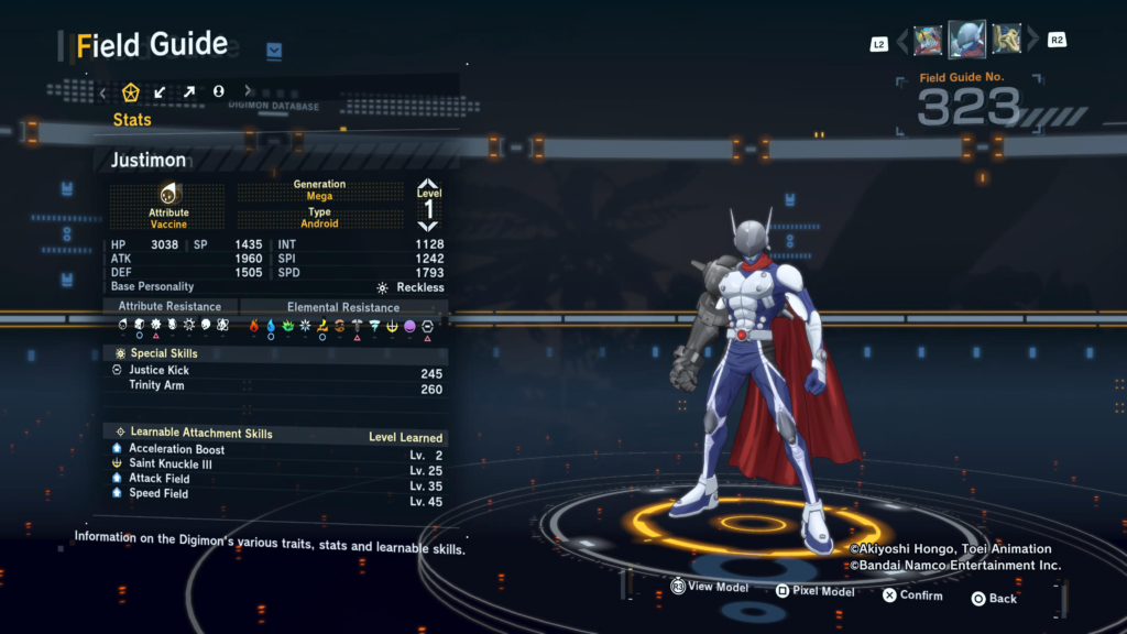 Digimon Story Time Stranger Justimon Field Guide