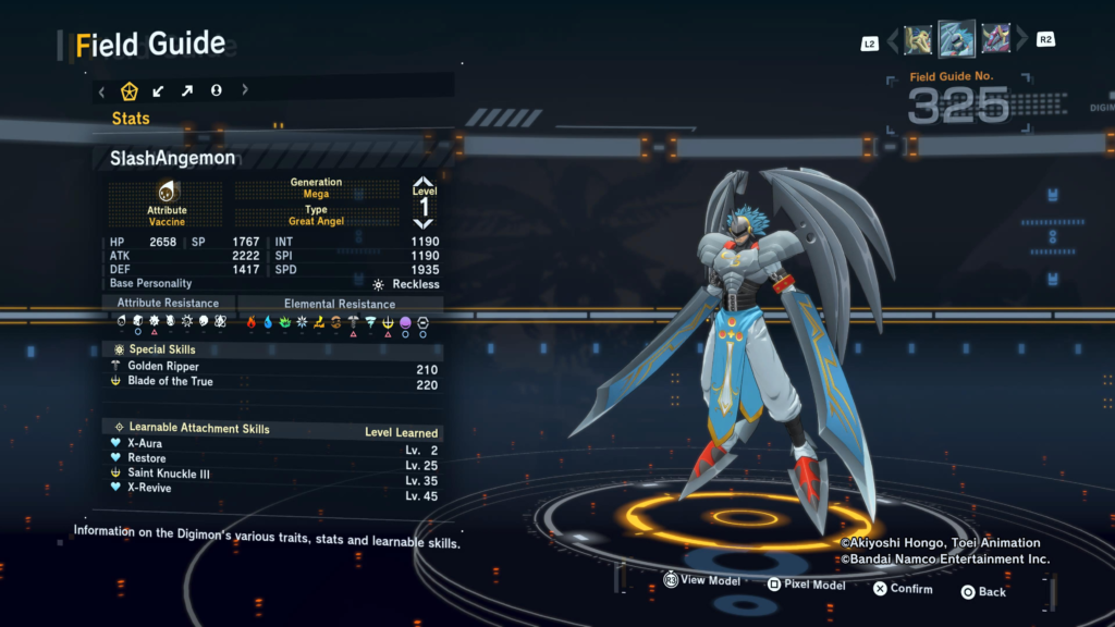 Digimon Story Time Stranger SlashAngemon Field Guide