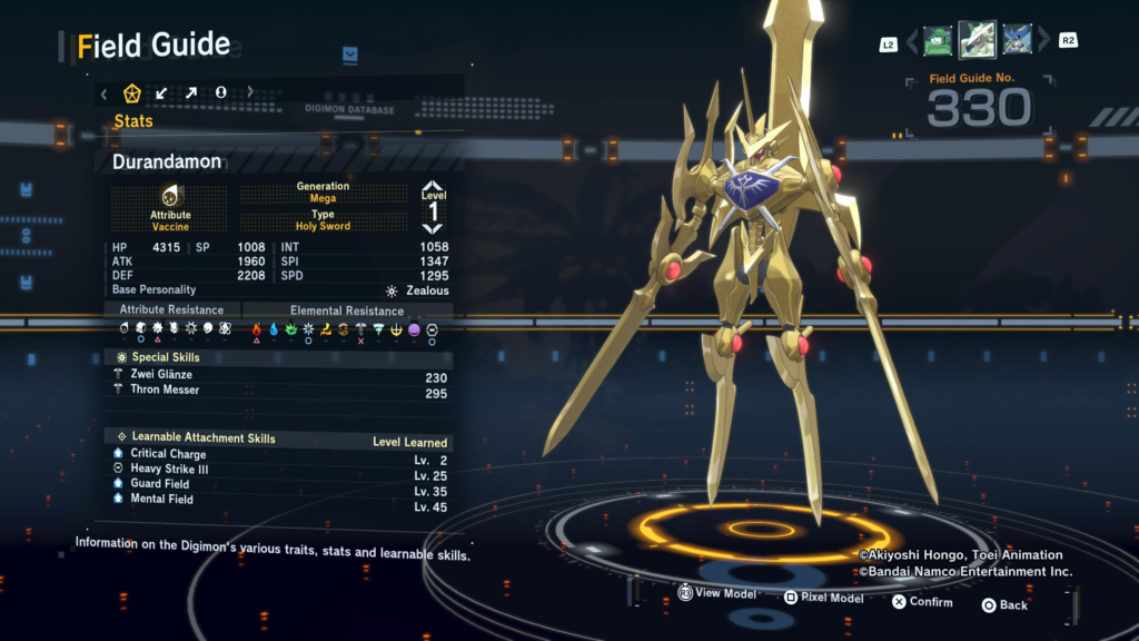 Digimon Story Time Stranger Durandamon Field Guide