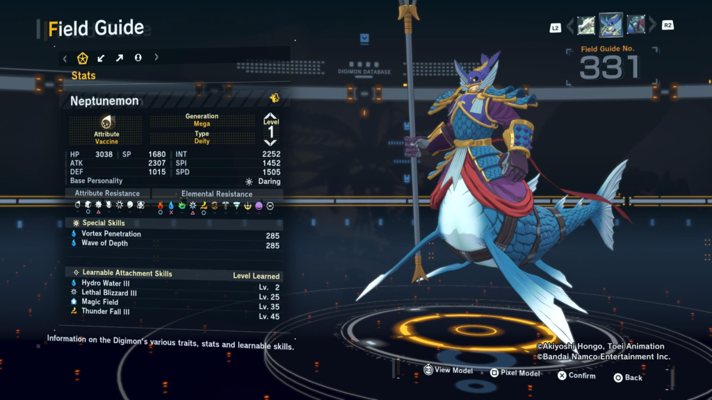 Digimon Story Time Stranger Neptunemon Field Guide