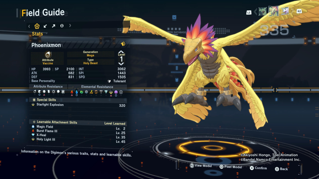 Digimon Story Time Stranger Phoenixmon Field Guide