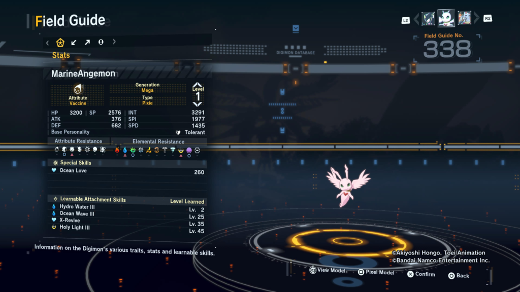 Digimon Story Time Stranger MarineAngemon Field Guide