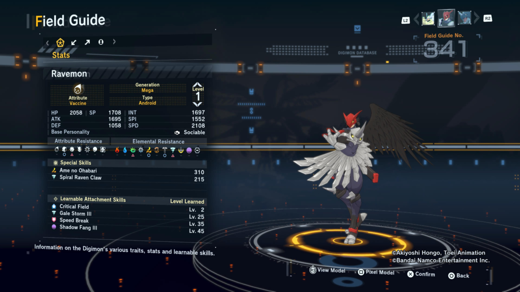 Digimon Story Time Stranger Ravemon Field Guide