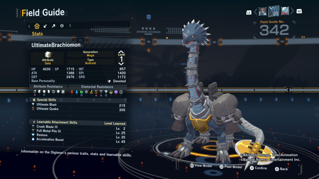 Digimon Story Time Stranger UltimateBrachiomon Field Guide
