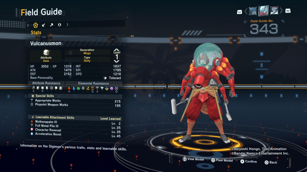 Digimon Story Time Stranger Vulcanusmon Field Guide