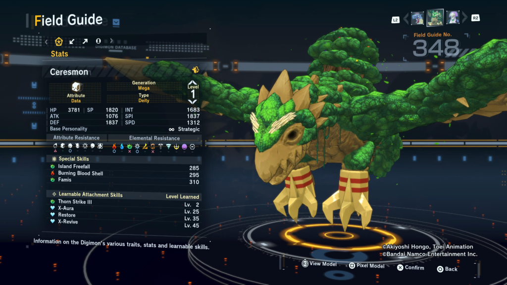 Digimon Story Time Stranger Ceresmon Field Guide