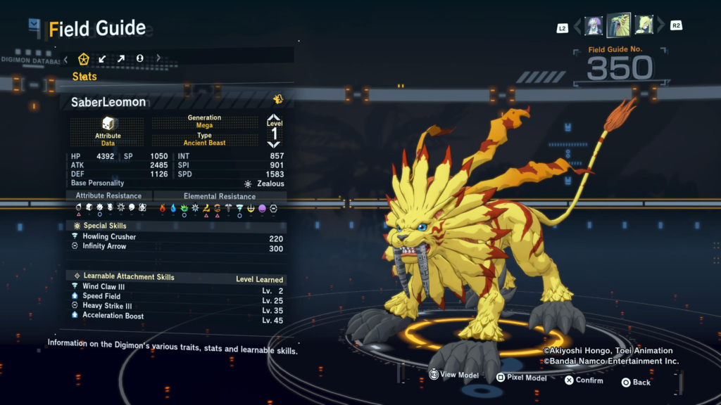 Digimon Story Time Stranger SaberLeomon Field Guide