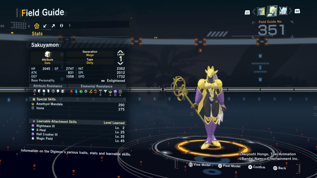 Digimon Story Time Stranger Sakuyamon Field Guide