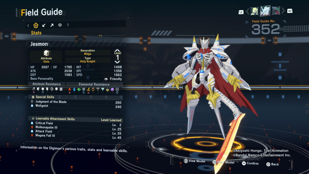 Digimon Story Time Stranger Jesmon Field Guide