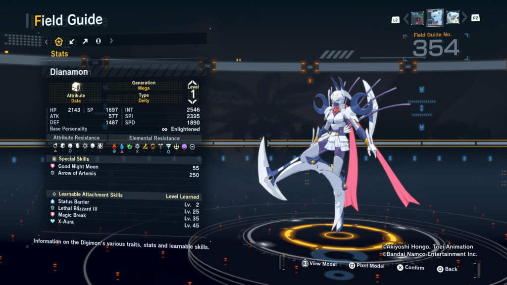 Digimon Story Time Stranger Dianamon Field Guide