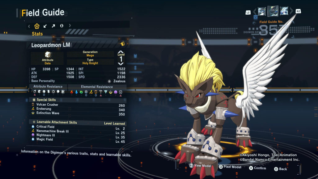 Digimon Story Time Stranger Leopardmon LM Field Guide