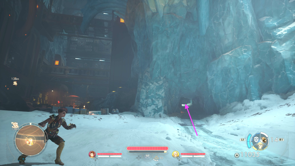 enter through the icy tunnel