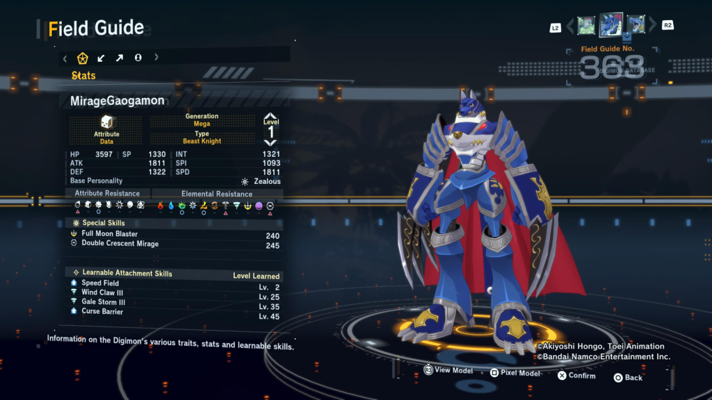 Digimon Story Time Stranger MirageGaogamon Field Guide