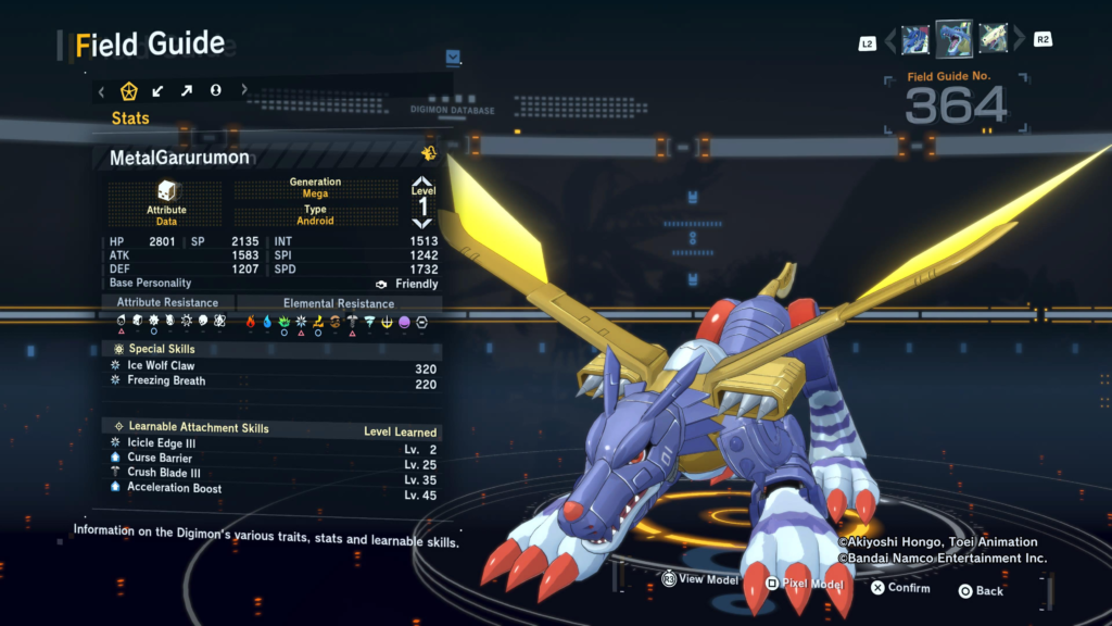 Digimon Story Time Stranger MetalGarurumon Field Guide