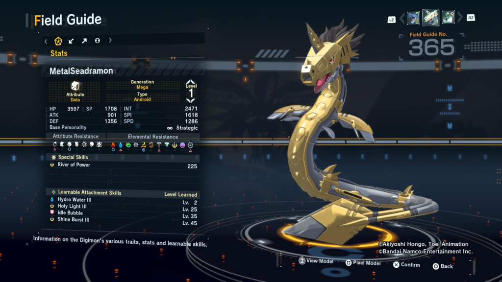 Digimon Story Time Stranger MetalSeadramon Field Guide