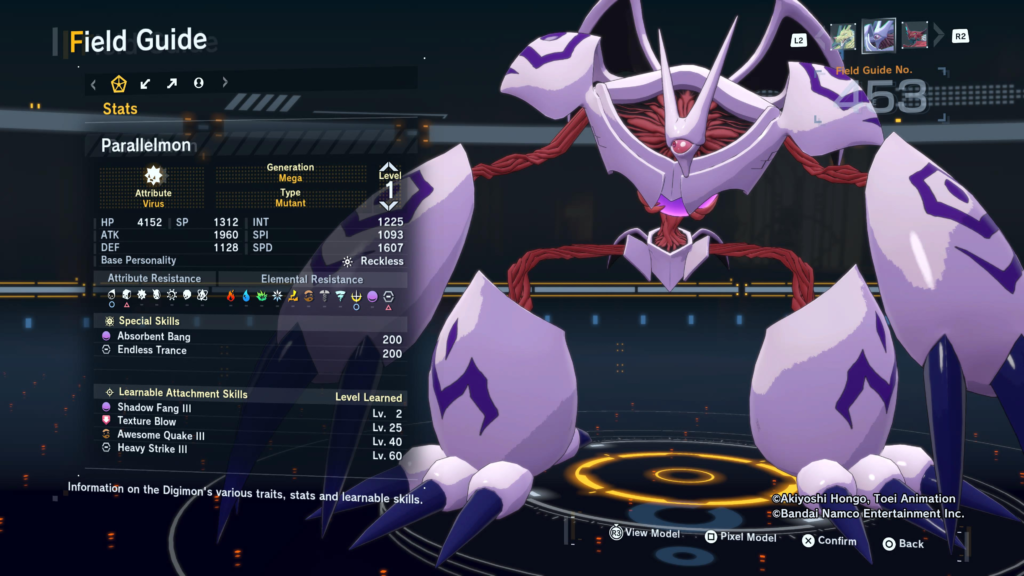 Digimon Story Time Stranger Parallelmon Field Guide