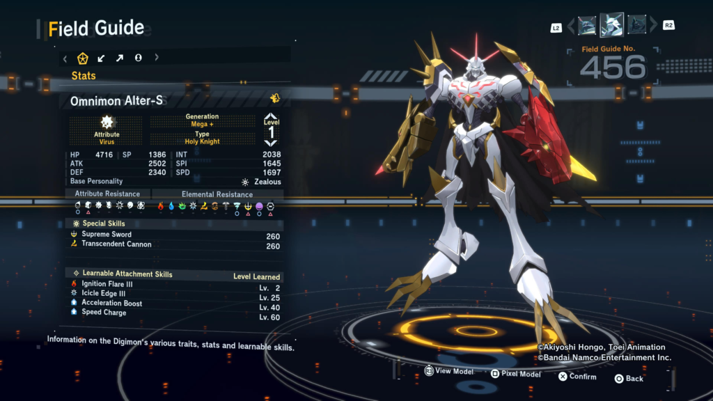 Digimon Story Time Stranger Omnimon Alter-S Field Guide