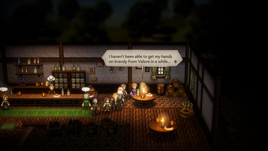 Octopath Traveler 0 Liquor Connoisseur dialog - I haven't been able to get my hands on brandy from Valore in while...