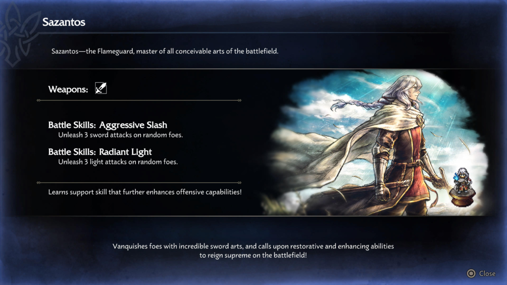 Octopath traveler 0 sazantos the flameguard