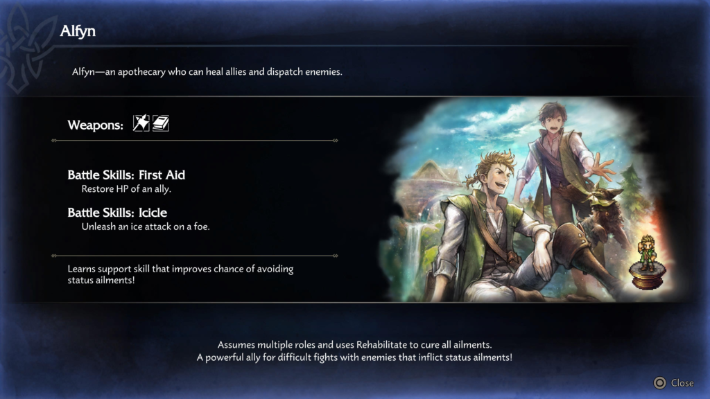 Octopath traveler 0 alfyn during An Encounter with Alfyn quest