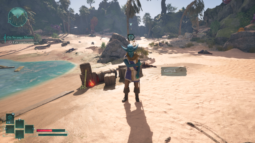 Avowed On Strange Shores main story quest speak with Garryck