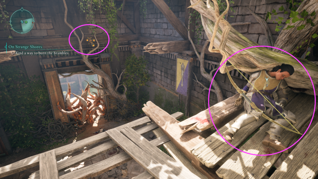 shoot Magran's bramble above the door with the bow