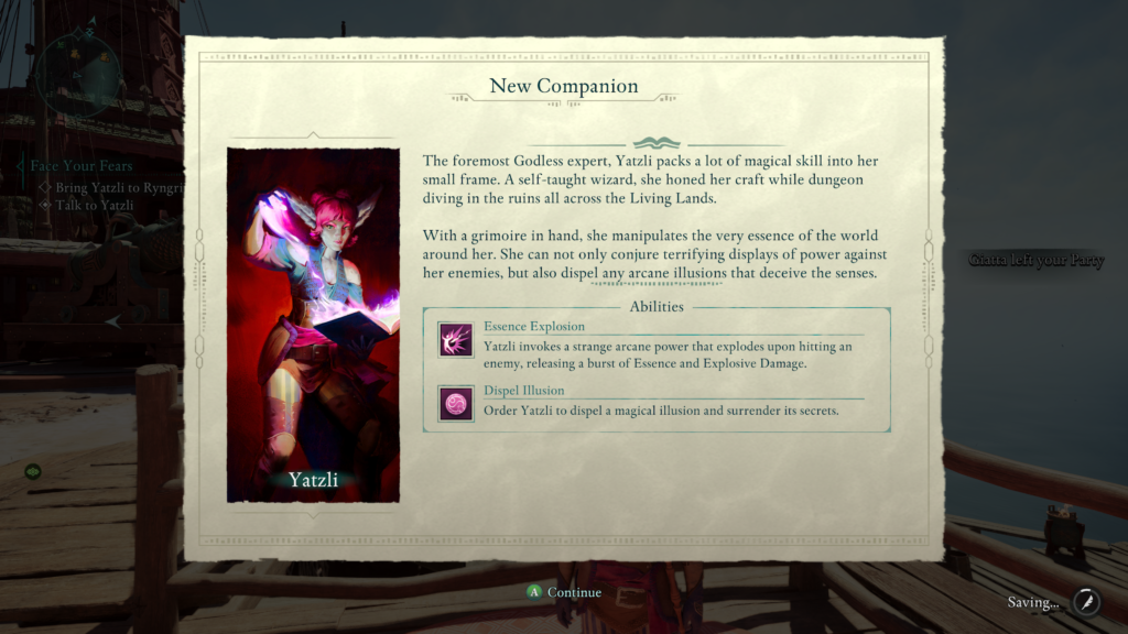 Avowed Face Your Fears new companion Yatzli