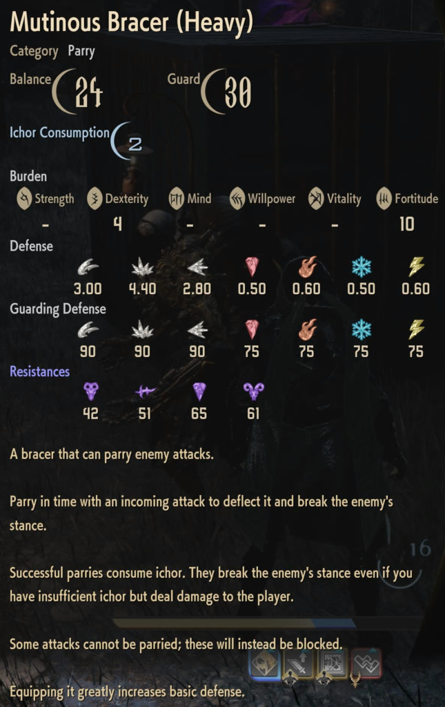 Mutinous Bracer (Heavy) Stats