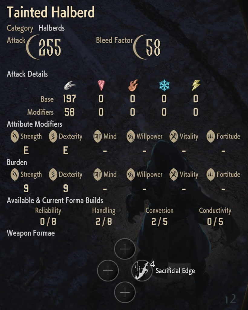 Tainted Halberd Stats