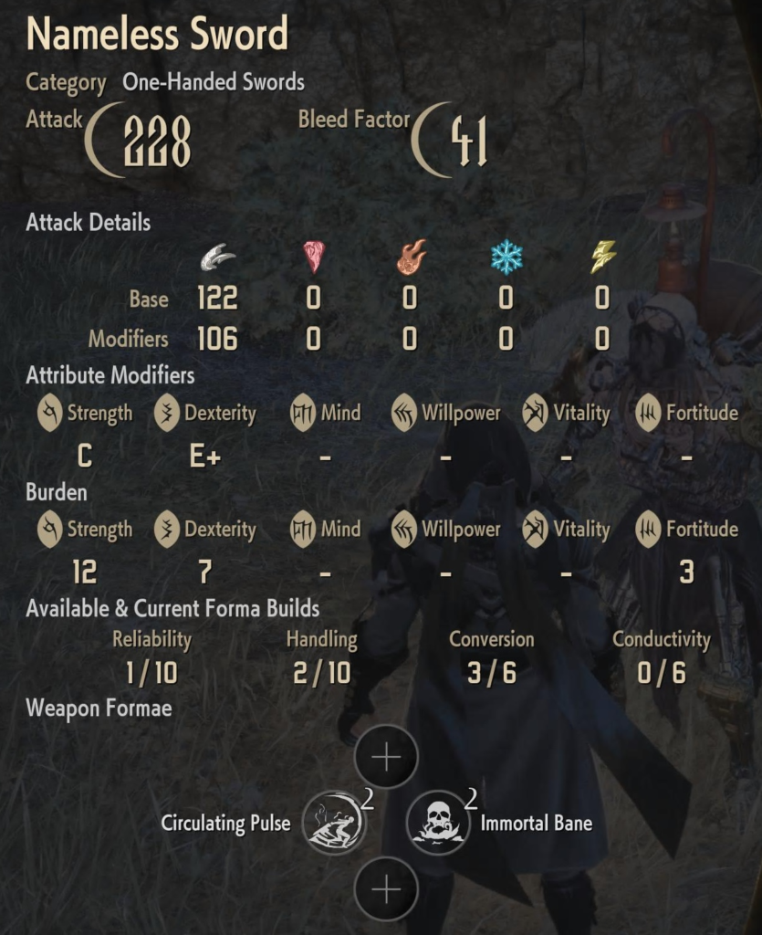 Nameless Sword Stats
