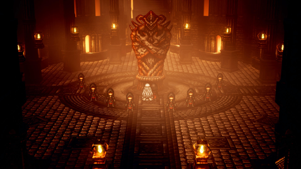 Towering idol boss fight