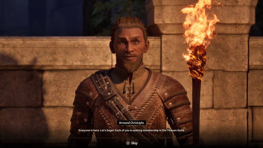 Armand Christophe talking about you joining the Thieves Guild