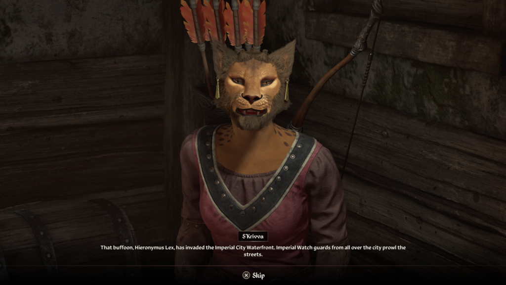 S'krivva giving you the details of your next job during the Misdirection Thieves Guild quest in Oblivion Remastered